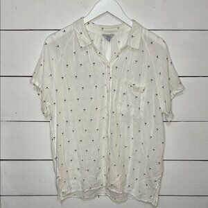 Rails Christine White And Black Palm Trees Button Up